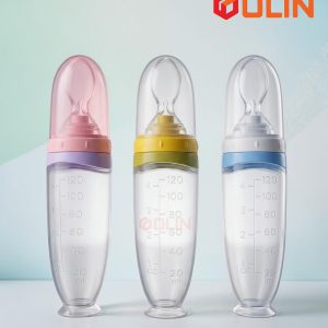 Apple Bear Feder Full Silicone Spoon, 120 ml 0 Month+,(Pink/Blue)