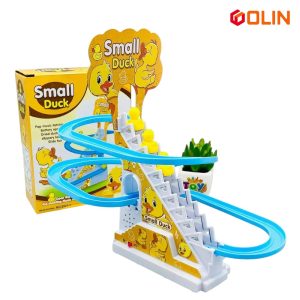 Small Ducks Climbing Toys, Electric Ducks Chasing Race Track Game Set, Playful Roller Coaster Toy with 9 Duck LED Flashing Lights & Music Button, Fun Duck Stair Climbing Toy for Toddlers and Kids, 3+ Ages
