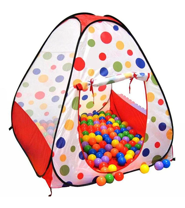 Tent House Foldable Kids Indoor/outdoor Pop Up Play Toy with 100 Colored Plastic Balls - Image 2