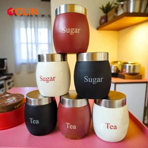 Tea And Sugar Jar Barrel Style Storage Pots Food Container