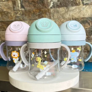 Animal Cartoon Pattern Child Drinking Bottle Straw Cup With Suction, 250ML