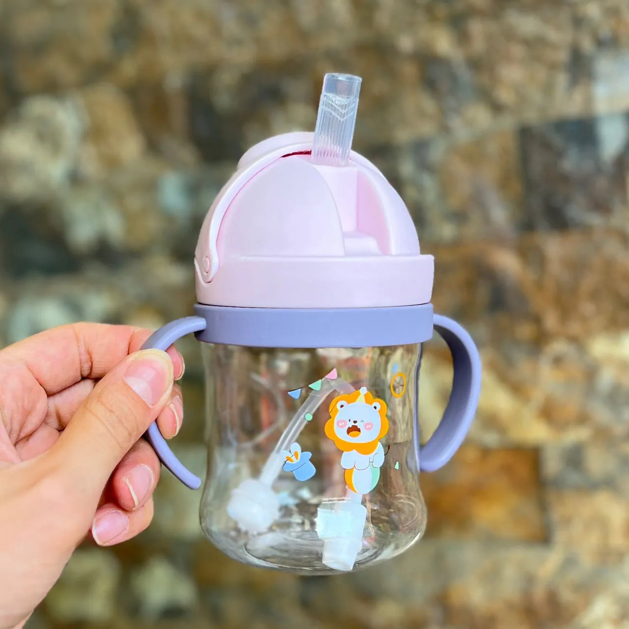 Animal Cartoon Pattern Child Drinking Bottle Straw Cup With Suction, 250ML - Image 4