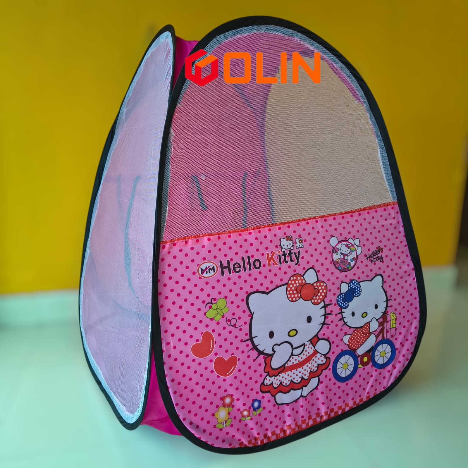 Tent House Foldable Kids Indoor/outdoor Pop Up Play Toy with 100 Colored Plastic Balls - Image 4